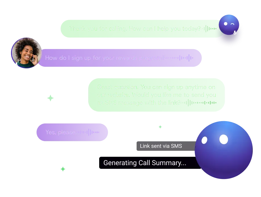 Sidd handling a customer call and sending a link by SMS