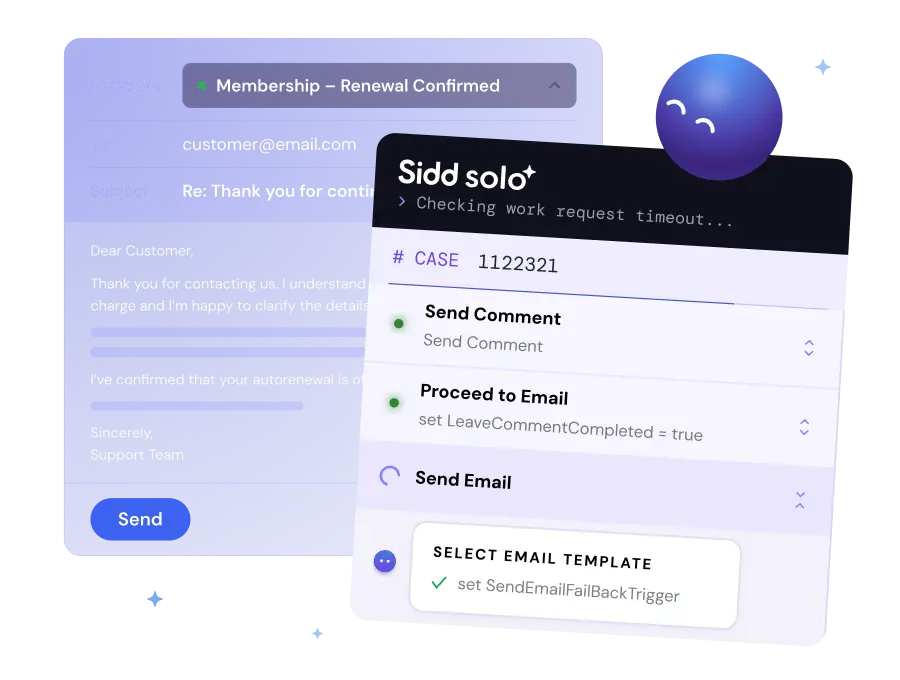 Sidd completing a case and sending a customer email