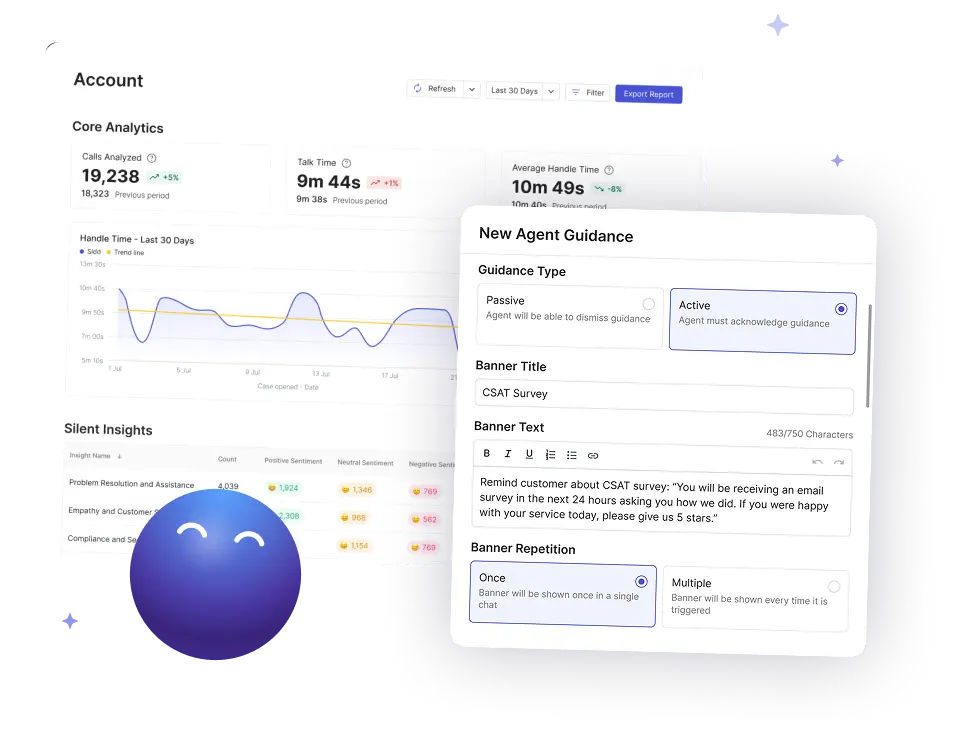 Sidd Studio dashboard with analytics and agent guidance settings